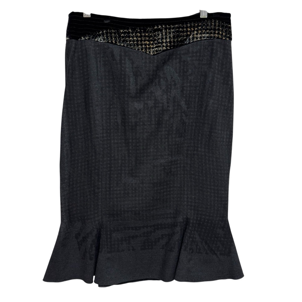 Botondi Milano‎ Flared Hem Pencil Skirt Women Size 8 Velvet Trim Pinup Career
